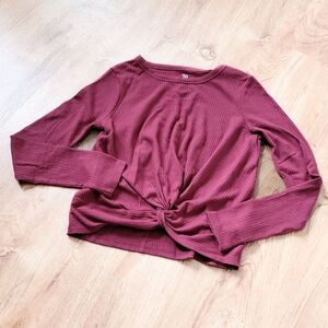 Maroon Long Sleeve Top With Twist Front Detail Size XS